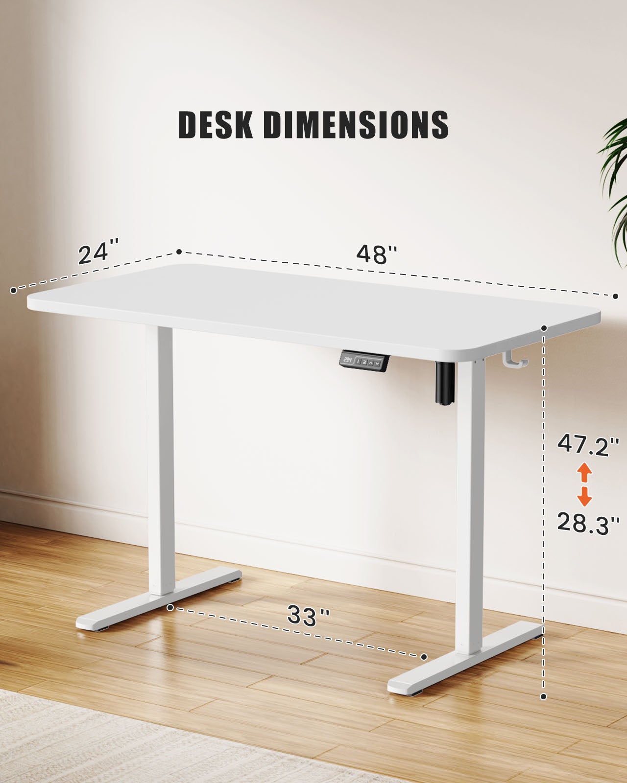 Flycity Electric Standing Desk Adjustable Height Stand Up Desk, 55" x 24" Sit Stand Desk, Low Noise Home Office Desk, Computer Desk with Splice Board, Child Lock & Memory Function, White