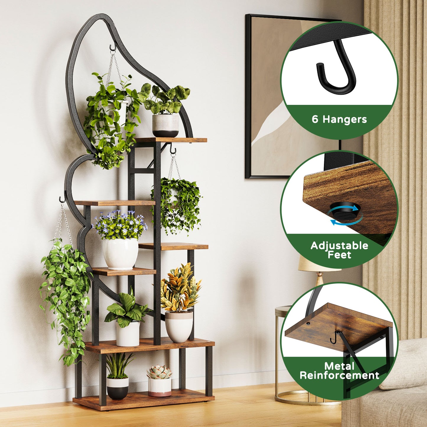 Flycity Plant Stand Indoor butterfly-shaped, 4 Tier 8 Potted Metal Plant Shelf for Living Room, Patio, Balcony, Garden Decor