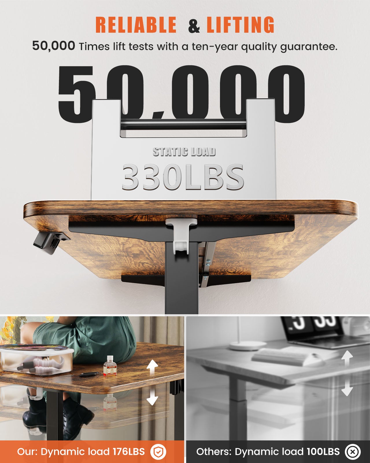 Flycity Electric Standing Desk Adjustable Height Stand Up Desk, 55" x 24" Sit Stand Desk, Low Noise Home Office Desk, Computer Desk with Splice Board, Child Lock & Memory Function, Rustic Brown