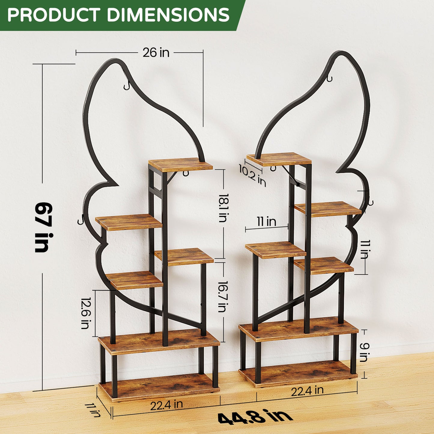 Flycity Plant Stand Indoor butterfly-shaped, 4 Tier 8 Potted Metal Plant Shelf for Living Room, Patio, Balcony, Garden Decor