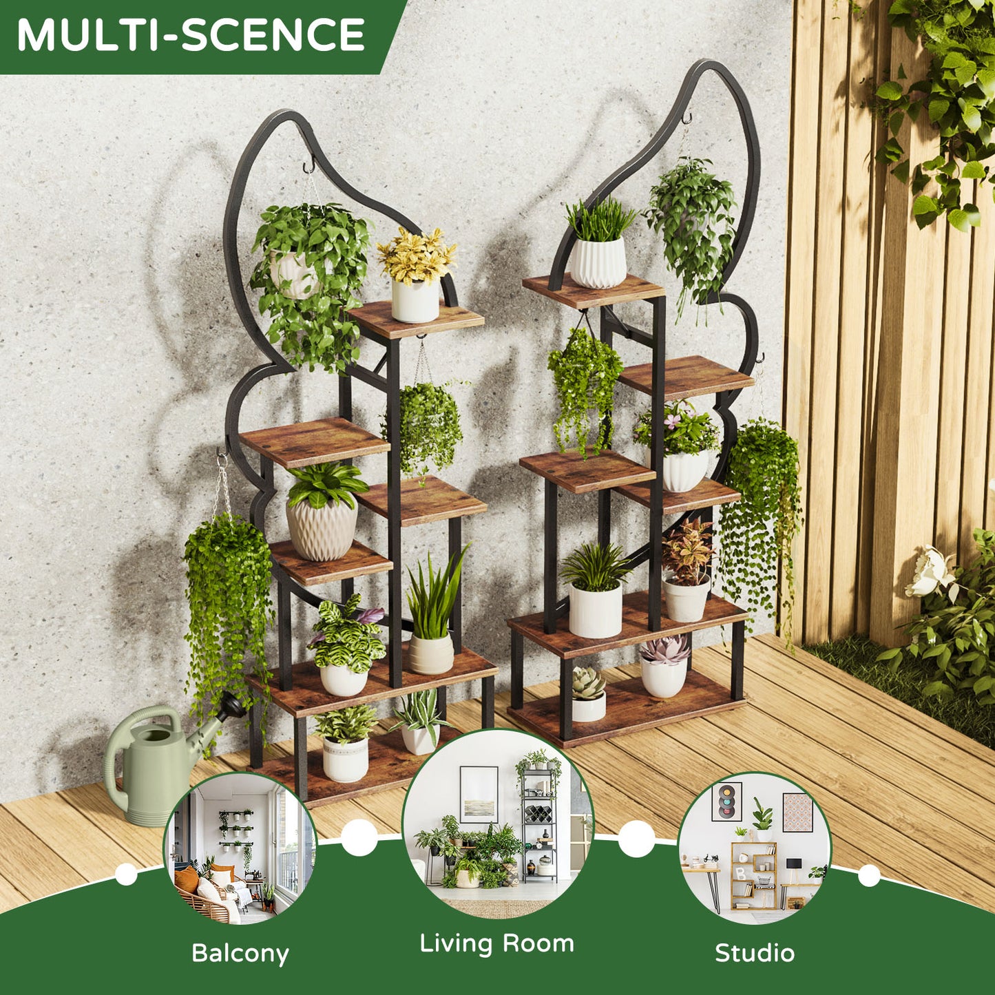 Flycity Plant Stand Indoor butterfly-shaped, 4 Tier 8 Potted Metal Plant Shelf for Living Room, Patio, Balcony, Garden Decor