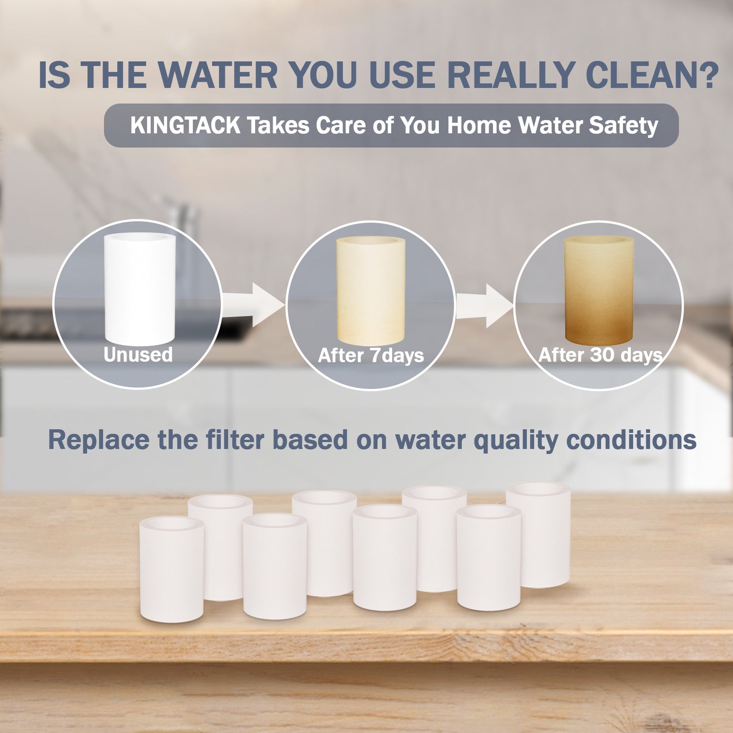 KINGTACK Faucet Extender Aerator Water Filter, 8pcs 5µm Micro-Porous Purification Elements, 1.2Inch Diameter, High-Efficiency Filtration, Enhances Water Quality