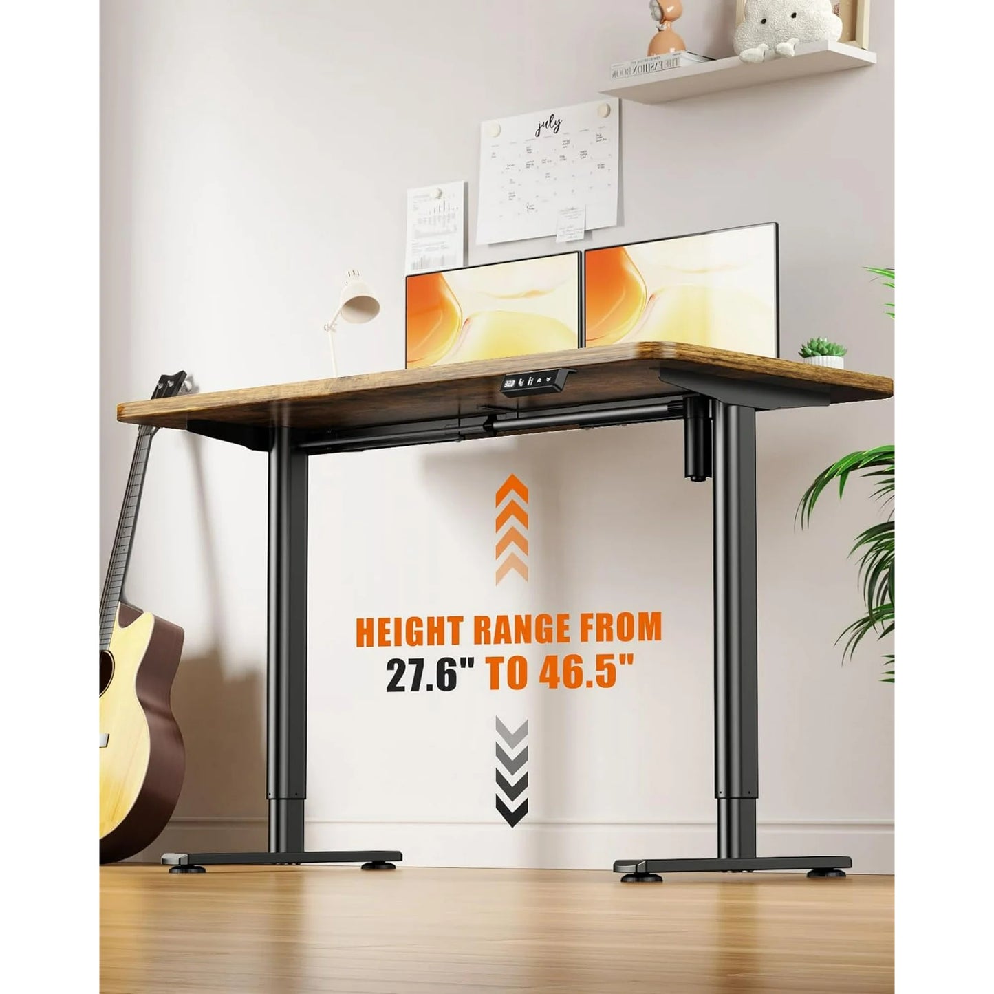 Flycity Electric Standing Desk Frame, Adjustable Height Stand Up Desk Legs, 27.6"-43.3" Adjustable Length Home Office Desk Legs, Computer Desk Base with Child Lock & Memory Function, Black
