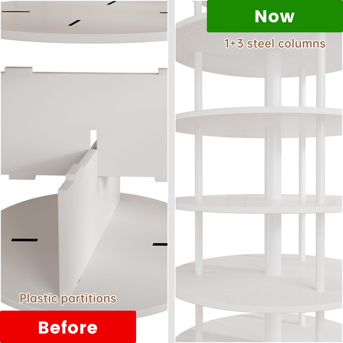 Flycity 7 Tier Rotating Shoe Rack Tower, 360° Spinning Shoe Organizer, Vertical Handbag & Shoe Carousel, Revolving Shoes Closet Storage Rack, White