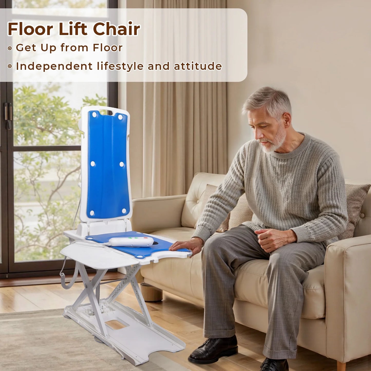 Flycity Electric Chair Lift, Get Up from Floor, Floor Lift for Elderly, Can be Raised to 20”, Help You Stand Up Again, Support Up to 300 LBS