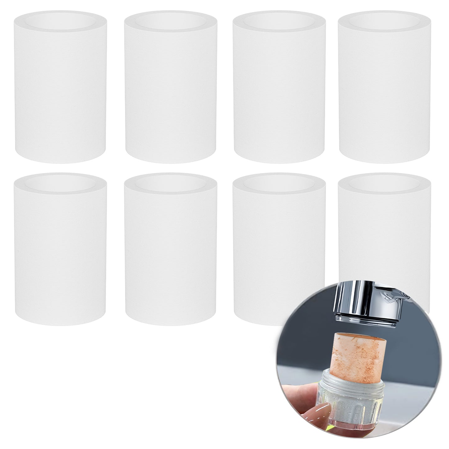 KINGTACK Faucet Extender Aerator Water Filter, 8pcs 5µm Micro-Porous Purification Elements, 1.2Inch Diameter, High-Efficiency Filtration, Enhances Water Quality