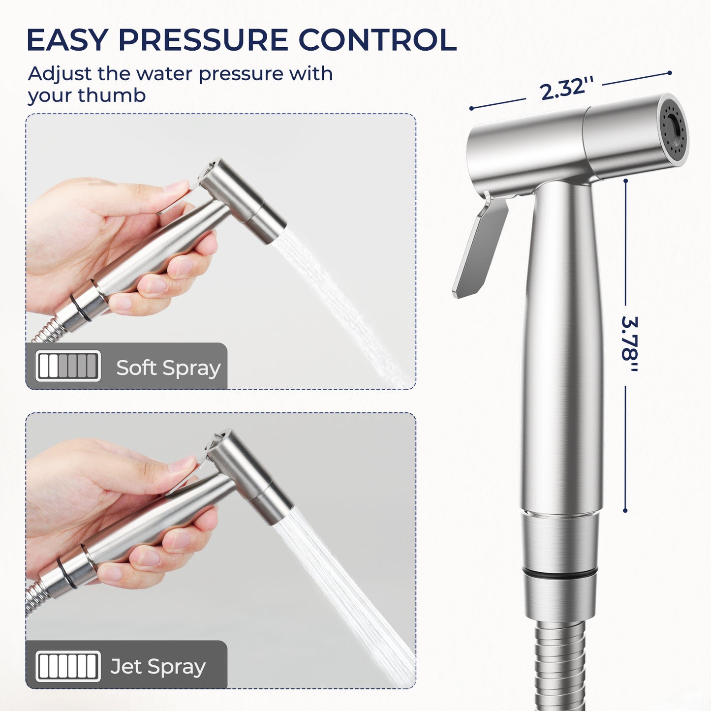 KINGTACK Handheld Bidet Sprayer for Toilet, Adjustable Cloth Diaper Sprayer Bidets Attachment for Toilet, Toilet Sprayer with Bidet Hose for Feminine Wash