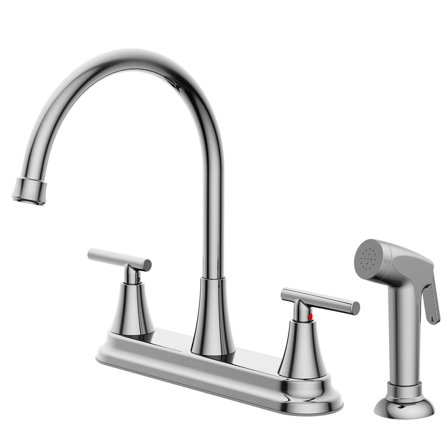 KINGTACK Modern High Arc Kitchen Sink Faucet with Side Sprayer - Metallic Plating Over ABS Plastic, Chrome