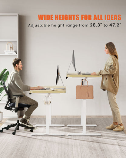 Flycity Electric Standing Desk Adjustable Height Stand Up Desk, 55" x 24" Sit Stand Desk, Low Noise Home Office Desk, Computer Desk with Splice Board, Child Lock & Memory Function, Black