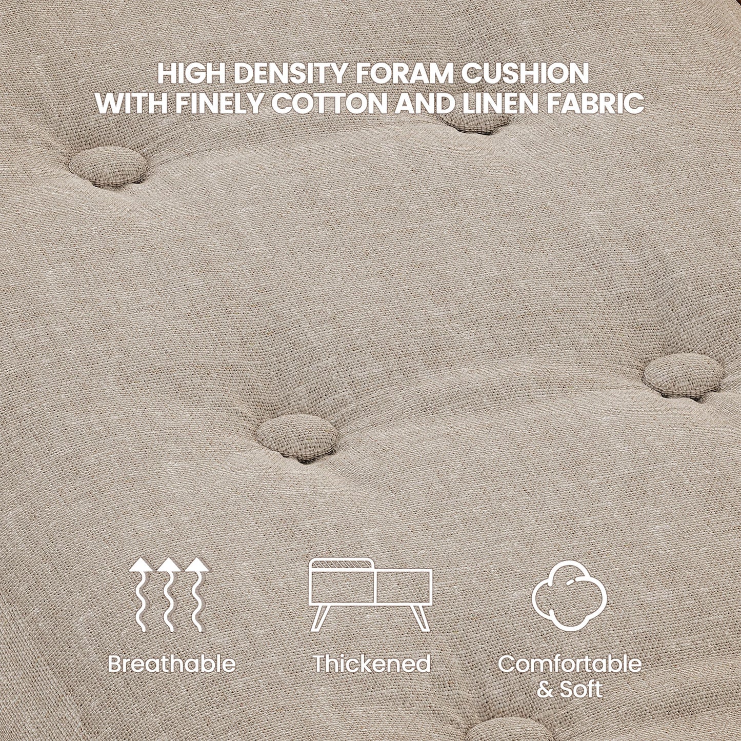 Flycity Large Square Ottoman Coffee Table with Lift Top, Square Ottoman with Storage for Living Room, Brown