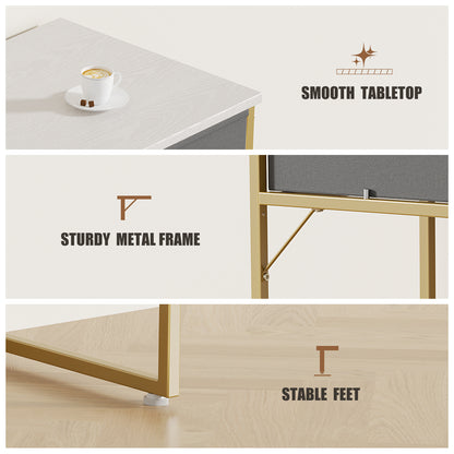 Flycity Vanity Table with 2 Drawers & Side Storage Bags, Multifunction Vanity & Computer Desk, More in one Work & Study Table for Home Office, 31.5"x15.7"x 30.9"