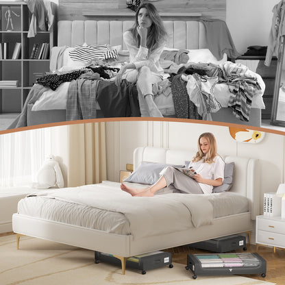 Flycity Under Bed Storage with Wheels, 2 Pack Underbed Storage Containers with Lids - Rolling Drawers & Bins for Bedroom Clothes Shoes Blankets, Black