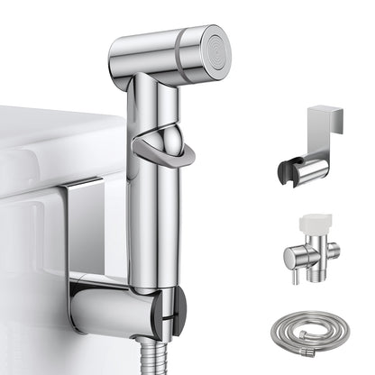 KINGTACK Handheld Bidet Sprayer for Toilet, Adjustable Water Pressure Control with Bidet Hose for Feminine Wash, Stainless Steel Brushed Nickel Bidet Faucet Cloth Diaper for Baby Wash