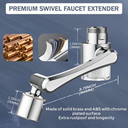 KINGTACK 1080° Swivel Faucet Extender, Sink Water Faucet Aerator Extension, 2 Mode Splash Water Filter Extension, Kitchen Bathroom 360° Rotatable Spray Attachment