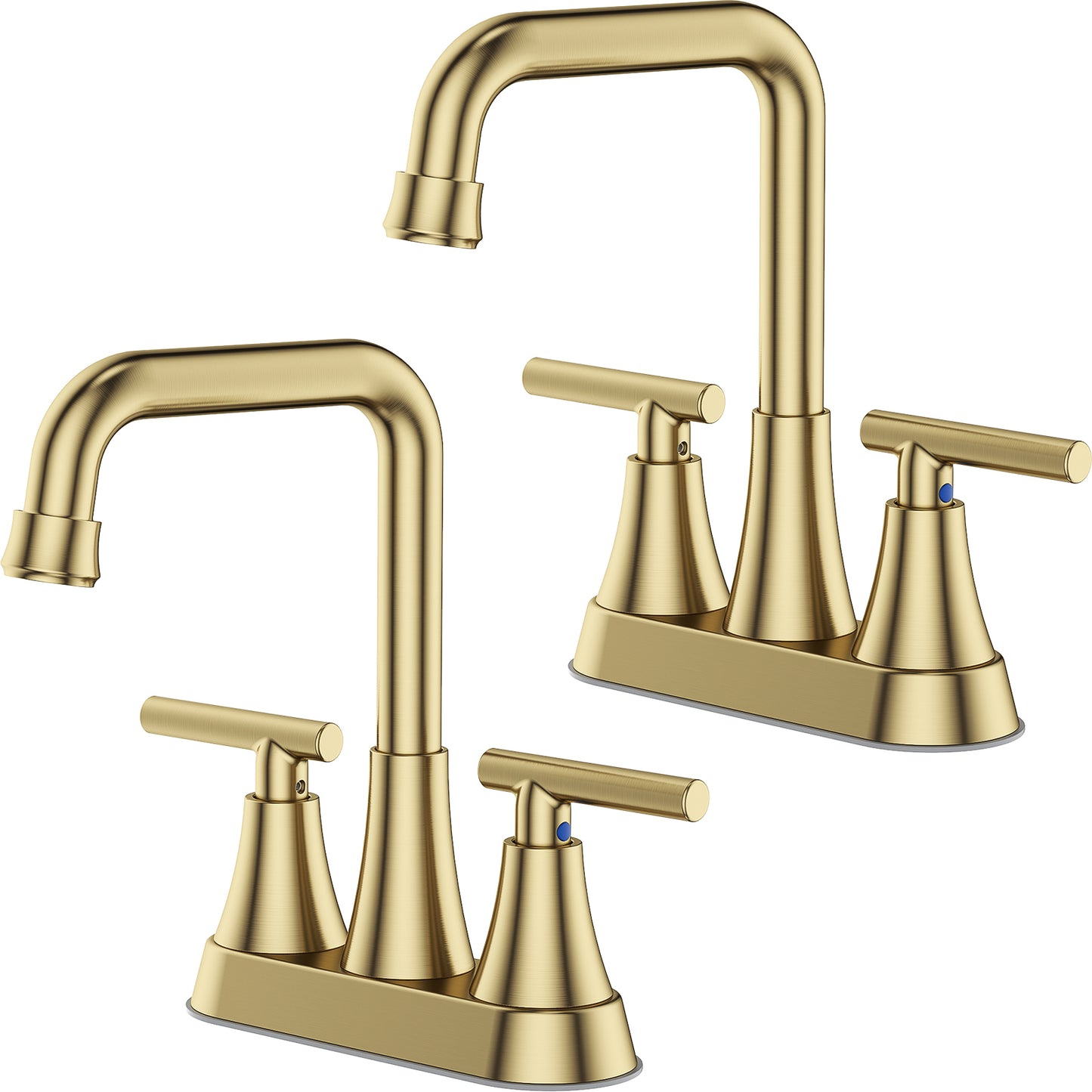 KINGTACK Bathroom Sink Faucet, 4 inch Brushed Gold Bathroom Faucets with Pop-up Drain and Supply Lines, Stainless Steel 2-Handle Centerset Faucet for Bathroom Faucet 3 Hole, 2 Pack