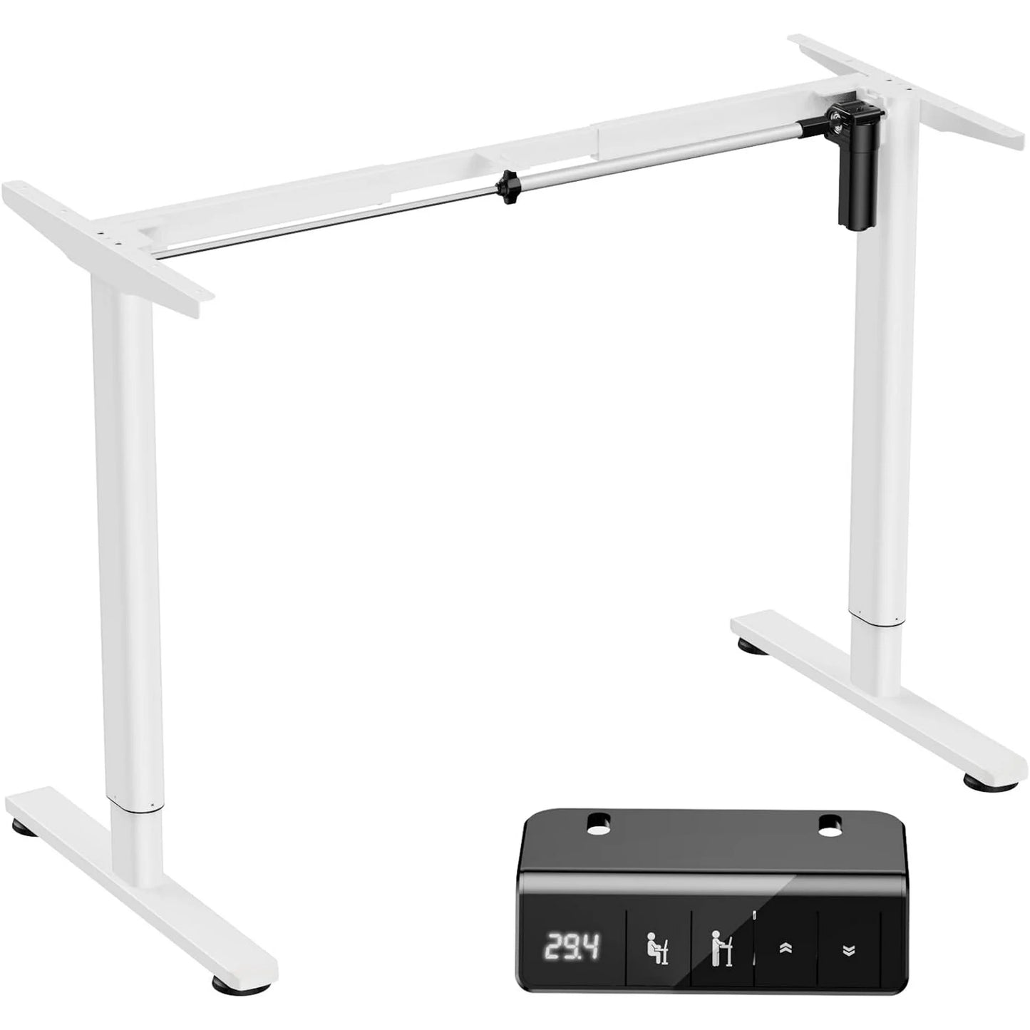 Flycity Electric Standing Desk Frame, Adjustable Height Stand Up Desk Legs, 27.6"-43.3" Adjustable Length Home Office Desk Legs, Computer Desk Base with Child Lock & Memory Function, White