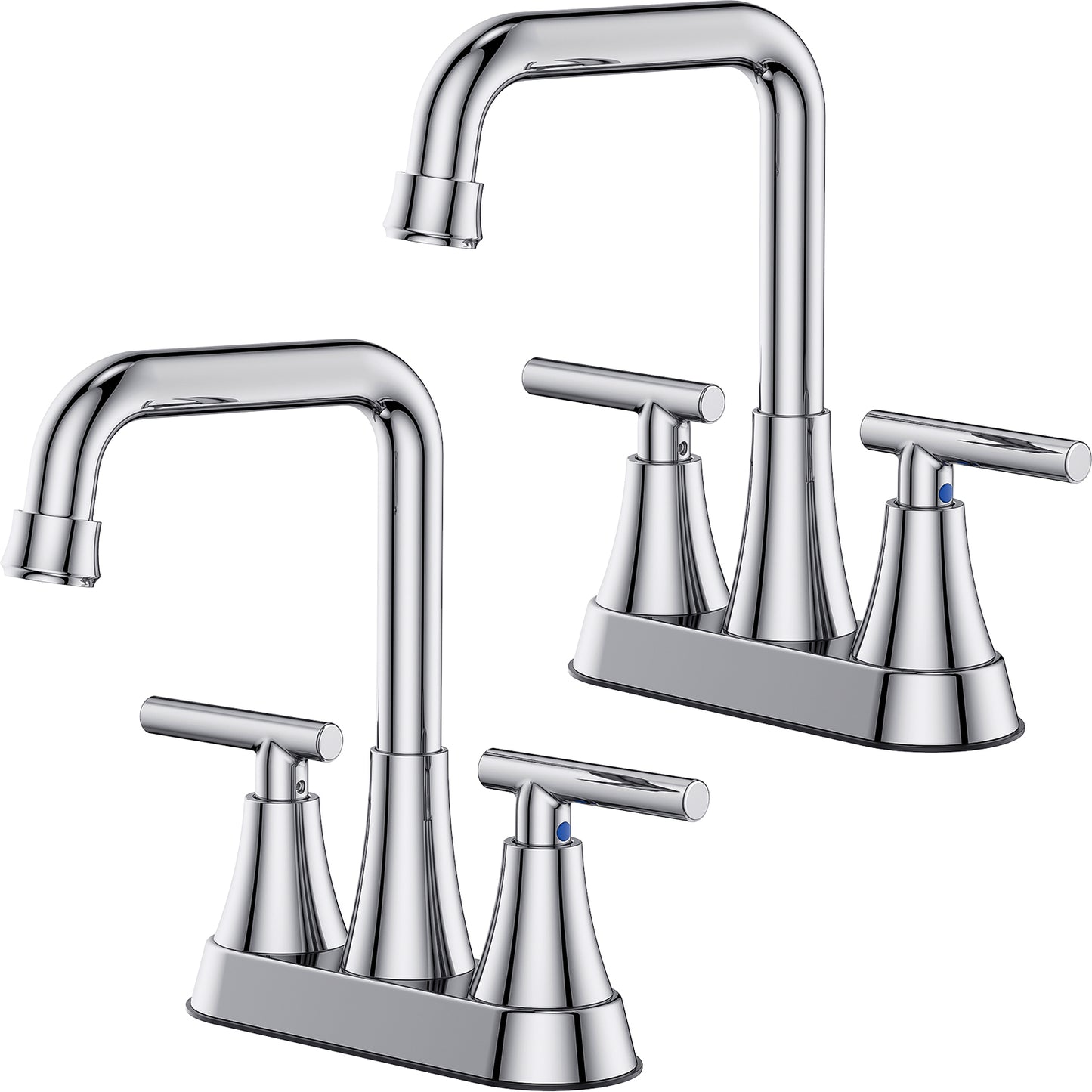 KINGTACK Bathroom Sink Faucet, 4 inch Chrome Bathroom Faucets with Pop-up Drain and Supply Lines, Stainless Steel 2-Handle Centerset Faucet for Bathroom Faucet 3 Hole, 2 Pack