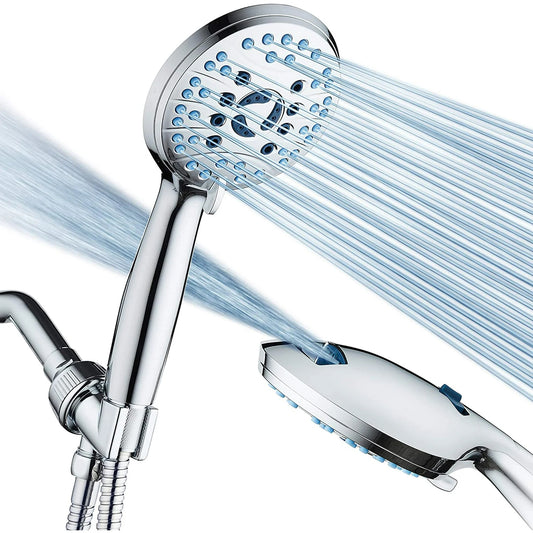 KINGTACK Shower Head with Handheld, 10 Spray Mode Shower Head with Filters, Remove Chlorine - Reduces Dry Itchy Skin, Chrome