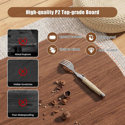 Flycity 48" Oval Lift Top Coffee Table with Storage Metal Legs & Large Hidden Compartment, Coffee Table with Lifting Top with Open Shelf for Living Room, White & Brown