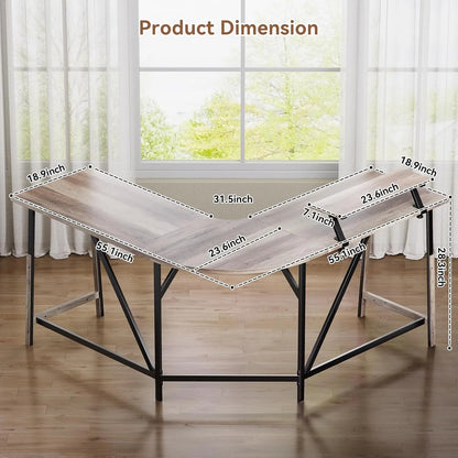Flyicty 55'' L Shaped Gaming Desk, Ergonomic Corner Desk with Monitor Stand, Computer Desk for Home Office Study Writing Workstation, Large Computer Table PC Desk, Grey Oak