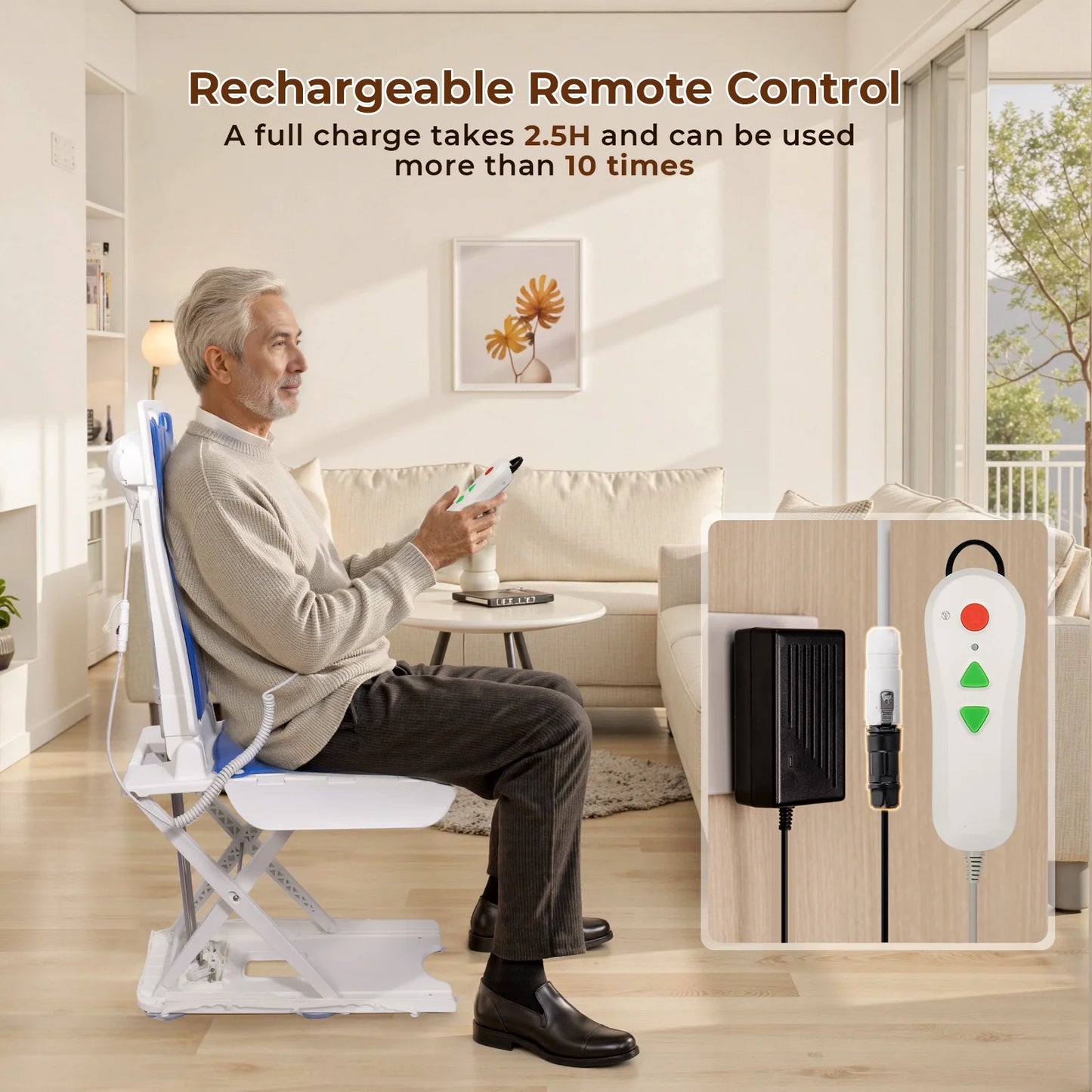 Flycity Electric Chair Lift, Get Up from Floor, Floor Lift for Elderly, Can be Raised to 20”, Help You Stand Up Again, Support Up to 300 LBS