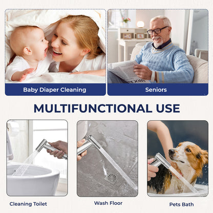 KINGTACK Handheld Bidet Sprayer for Toilet, Adjustable Cloth Diaper Sprayer Bidets Attachment for Toilet, Toilet Sprayer with Bidet Hose for Feminine Wash