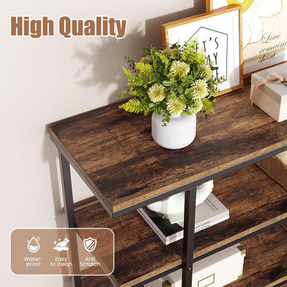 Flycity 55" Console Table with 3 Tier Storage Shelves, Industrial Entryway Sofa Table for Living Room, Hallway, Foyer, Dining Room, Bedroom