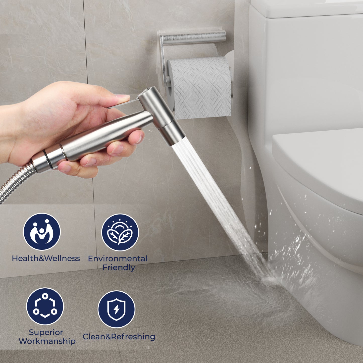 KINGTACK Handheld Bidet Sprayer for Toilet, Bidet Sprayer with Two Water Flow Modes, Cloth Diaper Bidet Toilet Sprayer for Baby and Feminine Wash