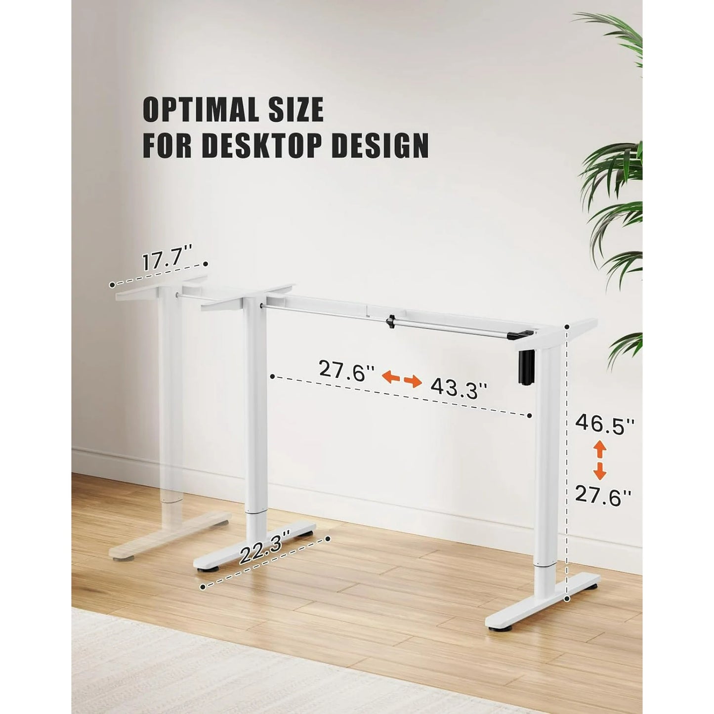 Flycity Electric Standing Desk Frame, Adjustable Height Stand Up Desk Legs, 27.6"-43.3" Adjustable Length Home Office Desk Legs, Computer Desk Base with Child Lock & Memory Function, White