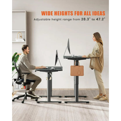 Flycity Electric Standing Desk Adjustable Height Stand Up Desk, 48" x 24" Sit Stand Desk, Low Noise Home Office Desk, Computer Desk with Splice Board, Child Lock & Memory Function, Black
