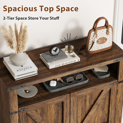 Flycity Shoe Cabinet, 6-Tiers Shoe Rack Organizer Cabinet with Adjustable Shelves, Freestanding Cabinet Storage with Anti-Tip Fitting (Walnut)