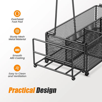 Flycity Utensil Caddy, Silverware Caddy Condiment Caddy, Utensil Holder for Party, Picnic Flatware caddy with Handle and Paper Towel Roll Holders, Utensil Cutlery Caddy for Camping, Kitchen(Black)