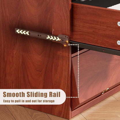 Flycity Nightstand with 2 Drawers, Modern Wood Storage for Bedroom, Living Room, Office (Red)