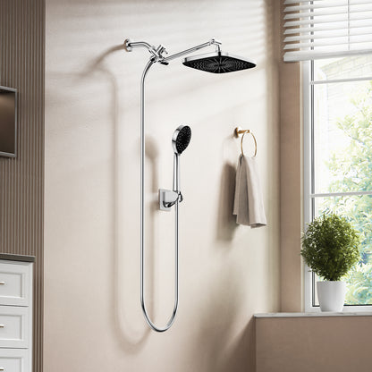 KINGTACK 12 Inch Rain Shower Head, High Pressure Shower Heads with 5 Spray Filtered Shower Head, Chrome