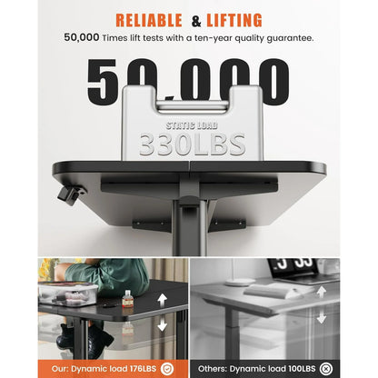 Flycity Electric Standing Desk Adjustable Height Stand Up Desk, 48" x 24" Sit Stand Desk, Low Noise Home Office Desk, Computer Desk with Splice Board, Child Lock & Memory Function, Black