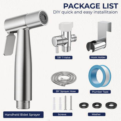 KINGTACK Handheld Bidet Sprayer for Toilet, Adjustable Cloth Diaper Sprayer Bidets Attachment for Toilet, Toilet Sprayer with Bidet Hose for Feminine Wash