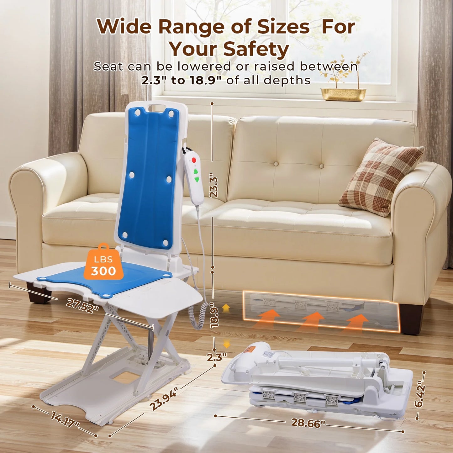 Flycity Electric Chair Lift, Get Up from Floor, Floor Lift for Elderly, Can be Raised to 20”, Help You Stand Up Again, Support Up to 300 LBS