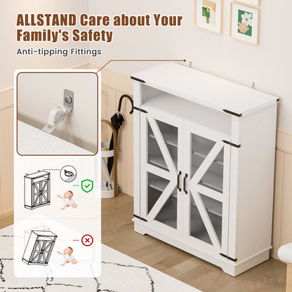 Flycity Shoe Cabinet, 6-Tiers Shoe Rack Organizer Cabinet with Adjustable Shelves, Freestanding Cabinet Storage with Anti-Tip Fitting (Mesh Door)