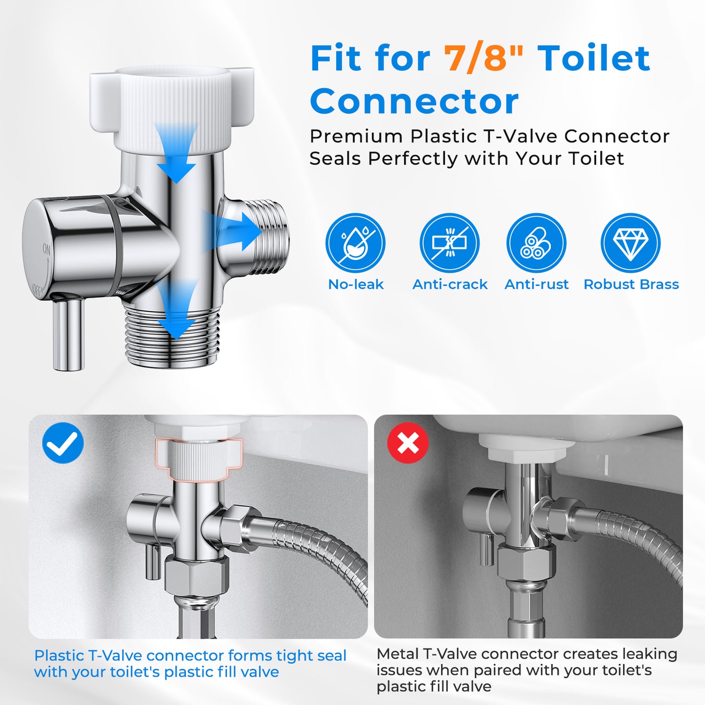 KINGTACK Handheld Bidet Sprayer for Toilet, Adjustable Water Pressure Control with Bidet Hose for Feminine Wash, Stainless Steel Brushed Nickel Bidet Faucet Cloth Diaper for Baby Wash
