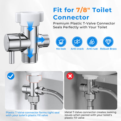 KINGTACK Handheld Bidet Sprayer for Toilet, Adjustable Water Pressure Control with Bidet Hose for Feminine Wash, Stainless Steel Brushed Nickel Bidet Faucet Cloth Diaper for Baby Wash