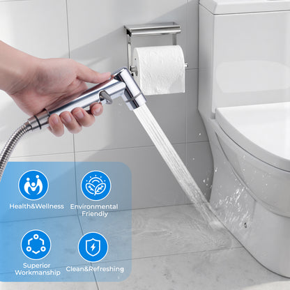 KINGTACK Handheld Bidet Sprayer for Toilet, Adjustable Water Pressure Control with Bidet Hose for Feminine Wash, Stainless Steel Brushed Nickel Bidet Faucet Cloth Diaper for Baby Wash