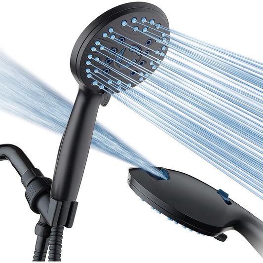 KINGTACK Filtered Shower Head with Handheld, High Pressure 10-Mode Handheld Shower Head, Matte Black