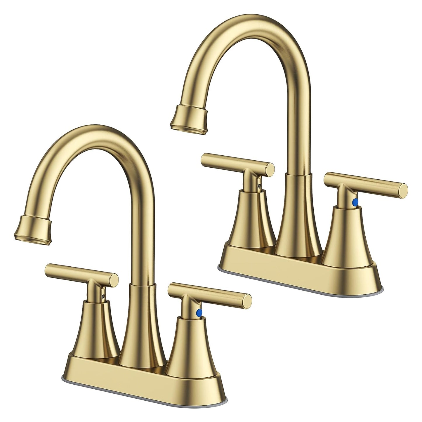 KINGTACK Bathroom Sink Faucet, 4 inch 2-Handle Gold Bathroom Faucet with Pop-up Drain and 2 Supply Hoses, Fits 2 or 3-hole Sink, 2 Pack