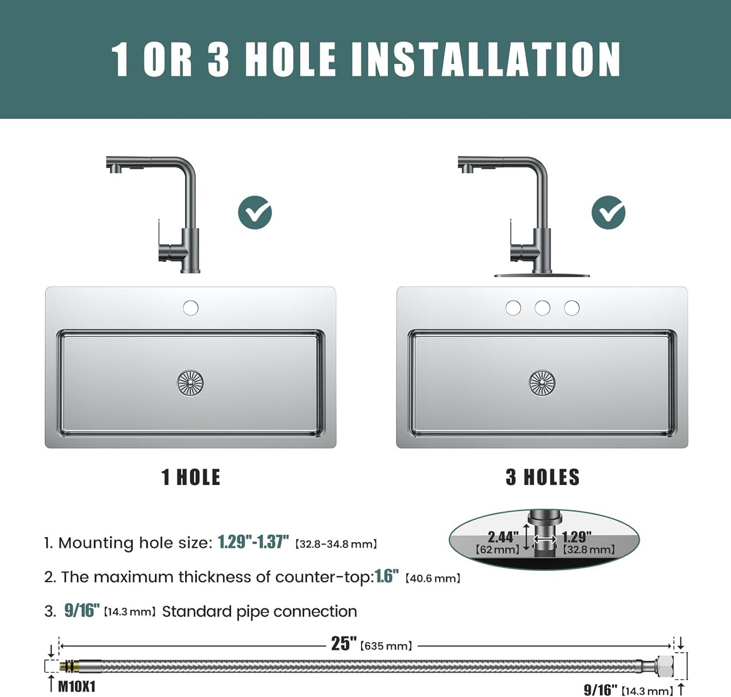 KINGTACK Kitchen Faucets, Brushed Grey Kitchen Faucet with Pull Down Sprayer, Stainless Steel Commercial Utility Kitchen Faucets for Sink 3 Hole for Bar Rv Camper Laundry Outdoor Farmhouse Sink