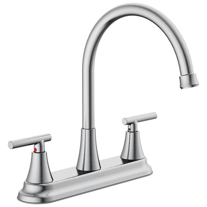 KINGTACK Two Handles Kitchen Faucet, 3 Hole or 4 Holel Faucet for Kitchen Sink, Brushed Nickel