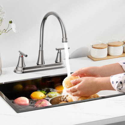 KINGTACK Modern High Arc Kitchen Sink Faucet - Metallic Plating Over ABS Plastic, Chrome