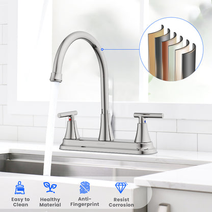 KINGTACK Modern High Arc Kitchen Sink Faucet - Metallic Plating Over ABS Plastic, Chrome