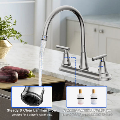 KINGTACK Modern High Arc Kitchen Sink Faucet - Metallic Plating Over ABS Plastic, Chrome