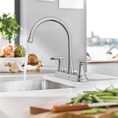 KINGTACK Modern High Arc Kitchen Sink Faucet - Metallic Plating Over ABS Plastic, Chrome